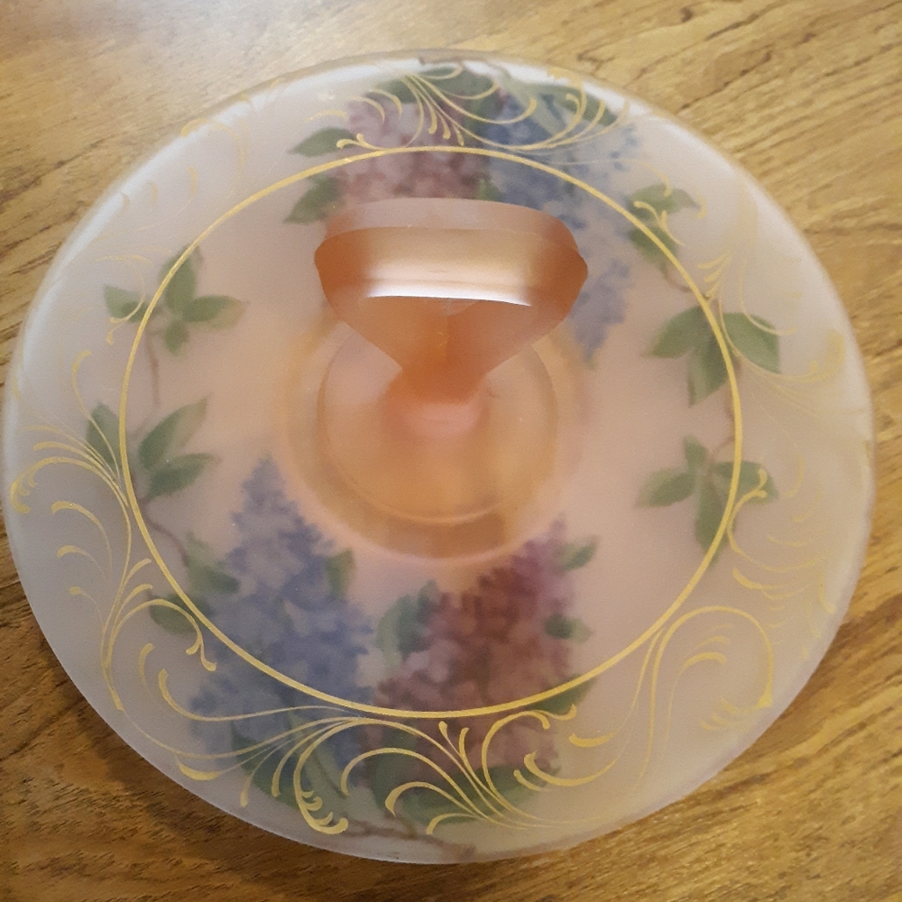Beautiful hand-painted pink frosted serving dish